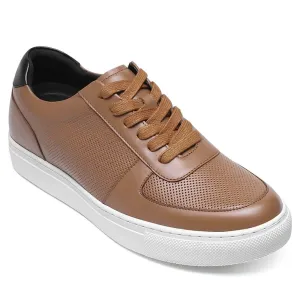 6 CM/2.36 Inches CMR CHAMARIPA Height Increasing Shoes - Breathable Brown Leather Men's Shoes