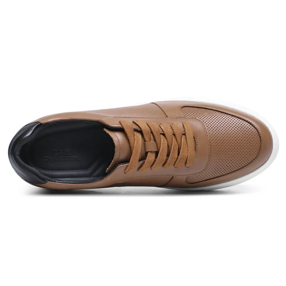 6 CM/2.36 Inches CMR CHAMARIPA Height Increasing Shoes - Breathable Brown Leather Men's Shoes