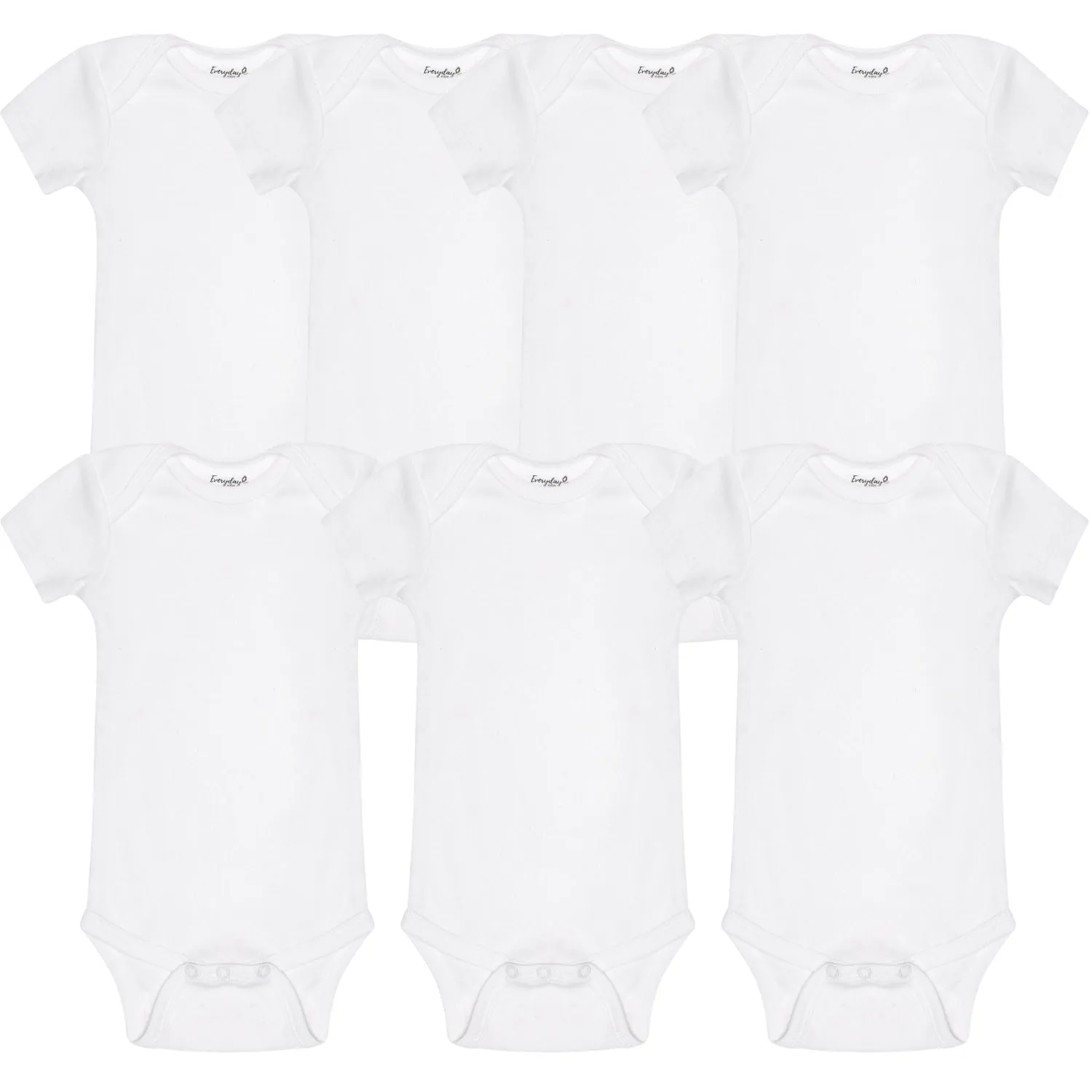 7 Pack White Short Sleeve Baby Bodysuits for Boys and Girls