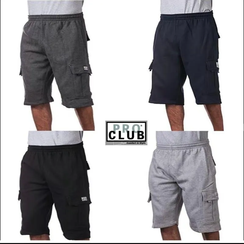 A PRO CLUB Fleece Cargo Shorts /Plus a Cuffed Beanie , Drawstring Closure Elastic Waistband with Drawstring Six Pockets for Maximum Storage, Pro Club Men'S Cargo Fleece Shorts Are Crafted with a Heavyweight Durable Fleece. Motocross Menswear