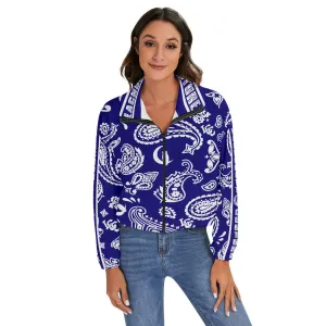 BANDANA PAISLEY NAVY Women's Stand Collard Jacket