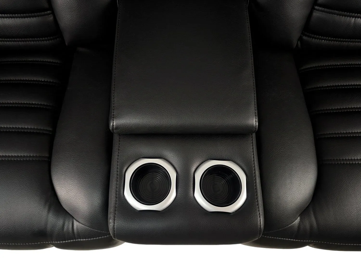 BonnyLynn Cinema Collection 86" Black Genuine Leather Power Reclining Massage Sofa with Power Headrests and Heated Seats