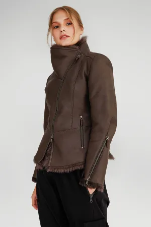 Brown Anthracite Shearling Jacket