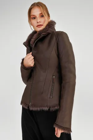 Brown Anthracite Shearling Jacket