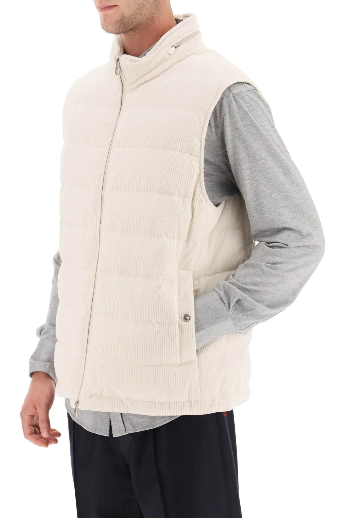 Brunello cucinelli corduroy sleeveless puffer vest