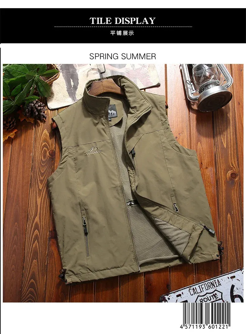 Casual Fishing Vest Men's 2024 Spring Summer Fashion Mesh Work Sleeveless Jacket Outdoor Hunting Camping Tools Pocket Vest