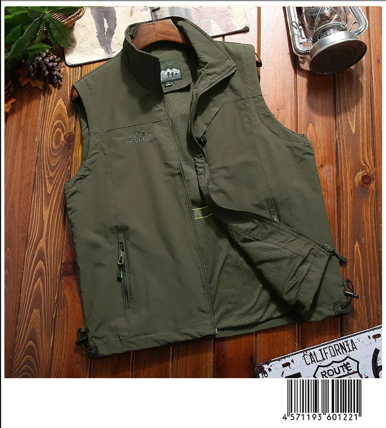 Casual Fishing Vest Men's 2024 Spring Summer Fashion Mesh Work Sleeveless Jacket Outdoor Hunting Camping Tools Pocket Vest