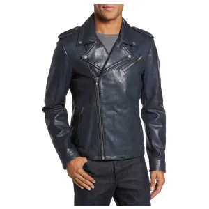 Dark Blue Biker Fashion Jacket