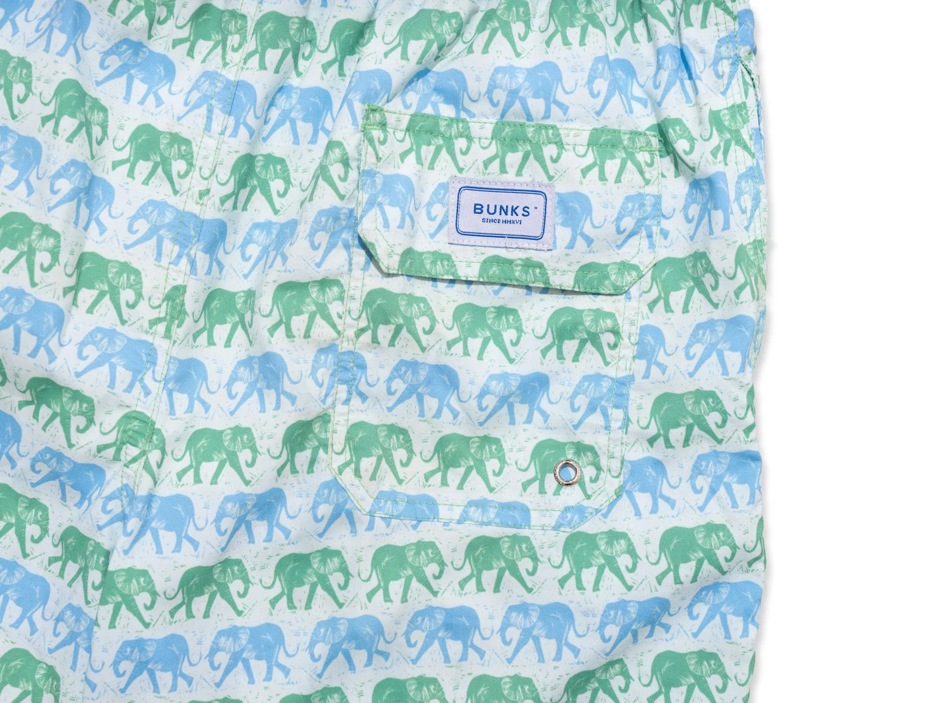 Elephants Swim Shorts - Green/Blue