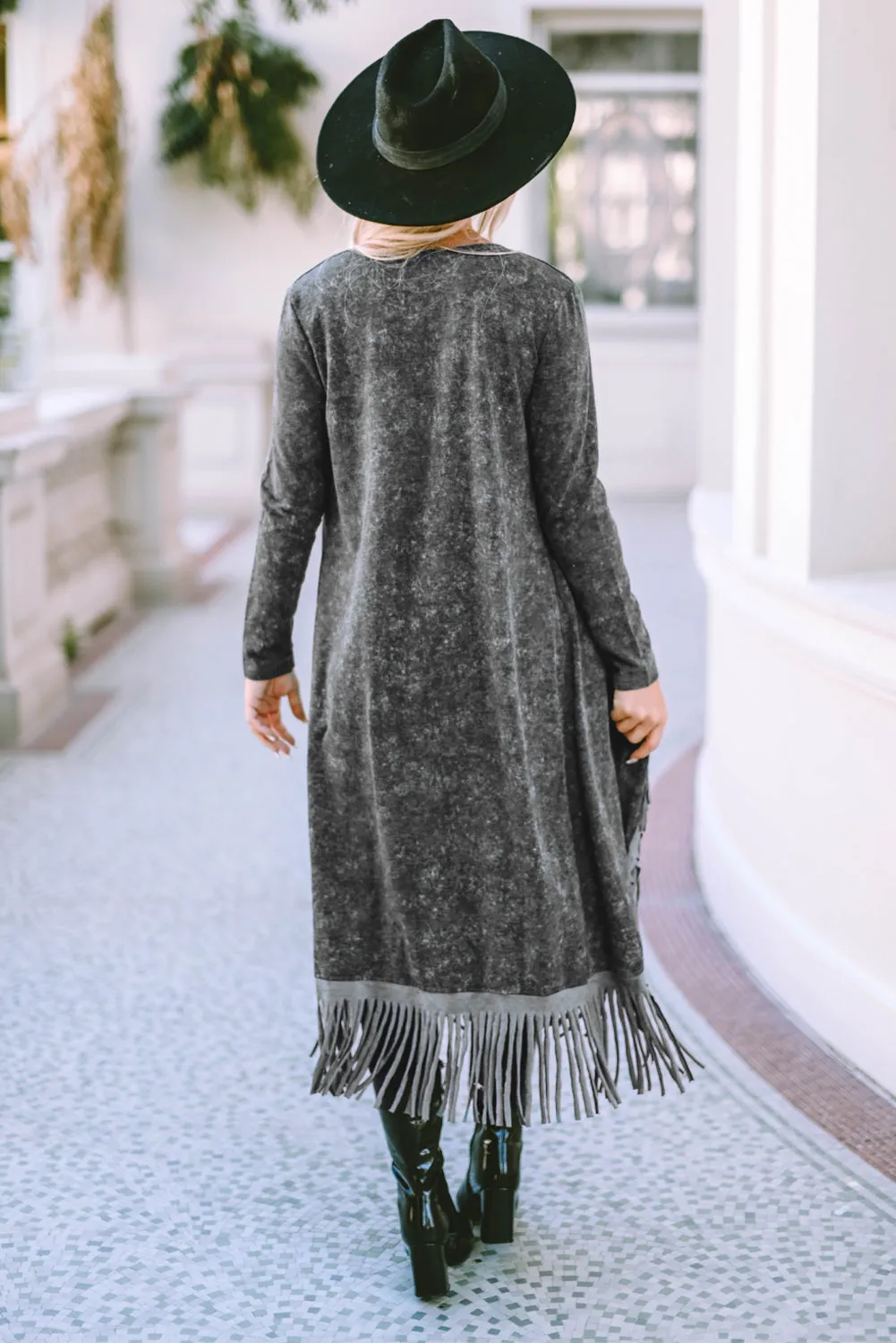 Fringed Hem Pocketed Open Cardigan - various colors