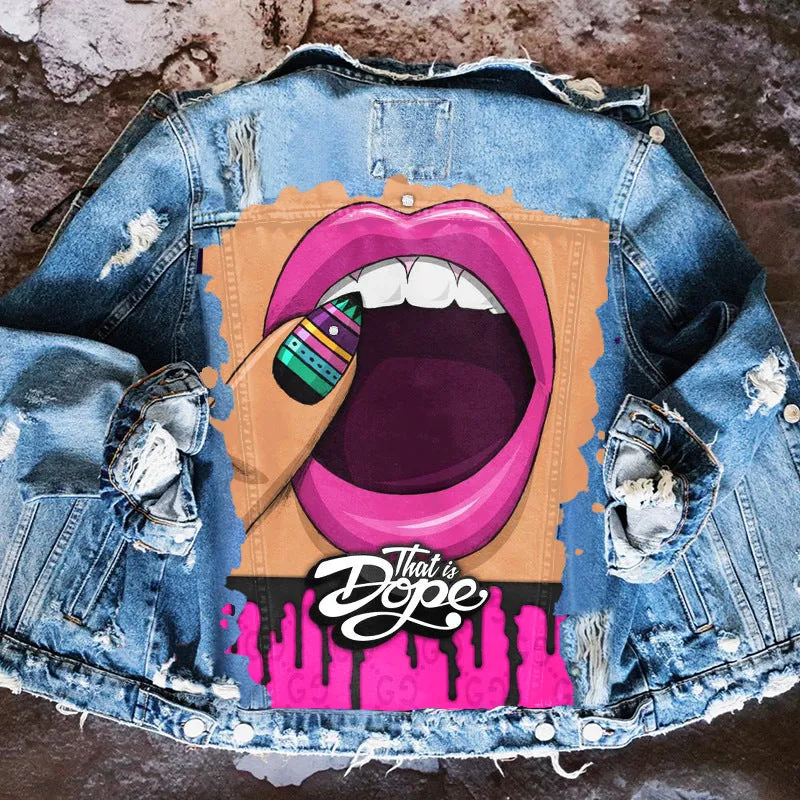 Graffiti print denim jacket