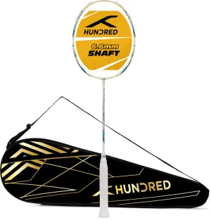 Hundred Flutter S Zoom Superior Wingshot Technology Unstrung Badminton Racquet (Gold / White)