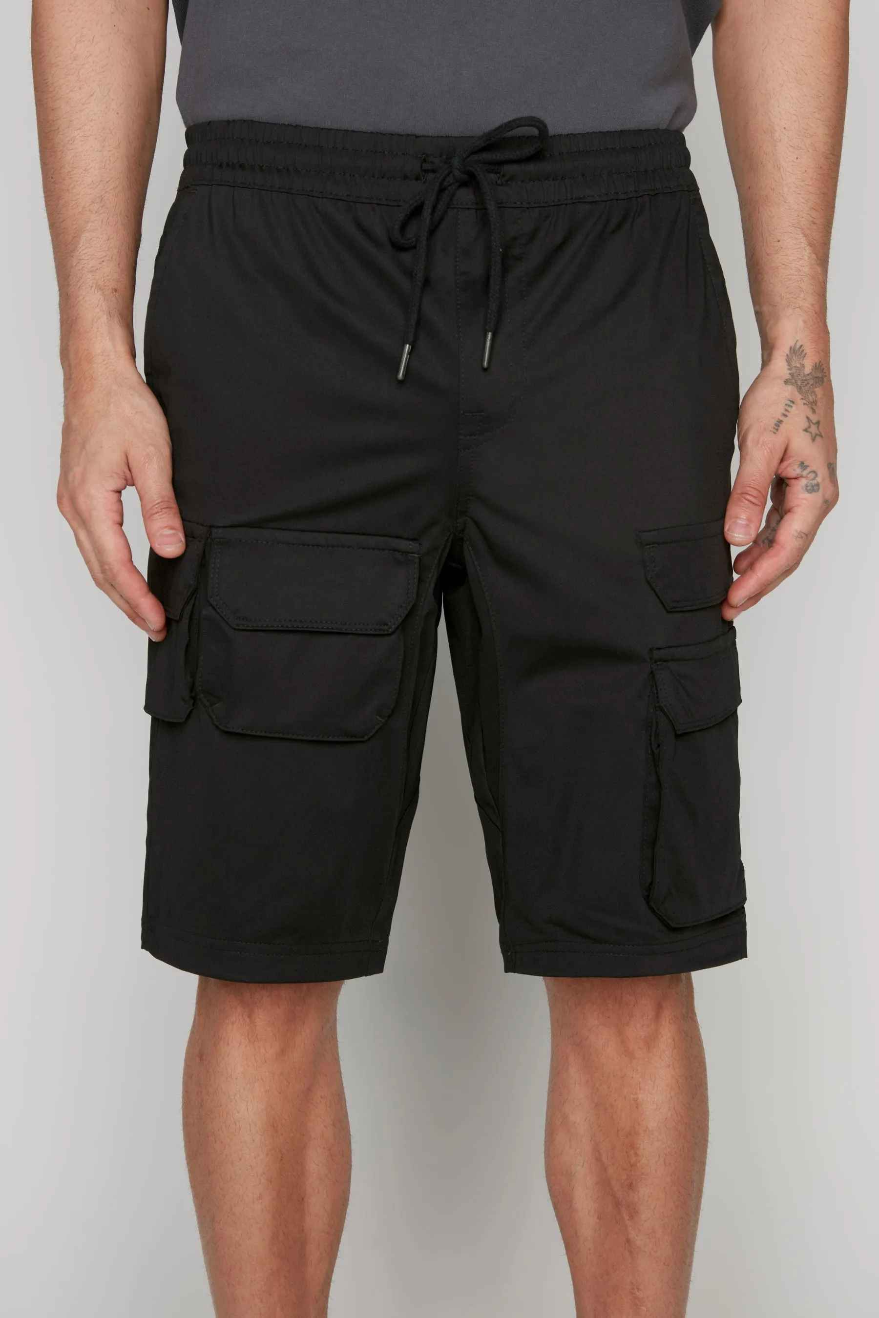 JUDE - Mens Multi Cargo Shorts - Black