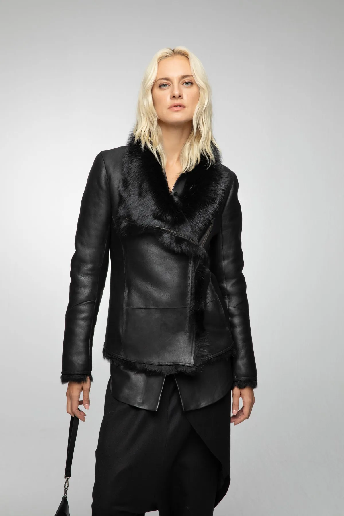 June - Black Shearling Jacket