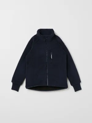 Kids Sherpa Navy Fleece Jacket