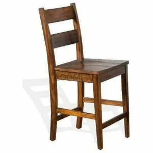 Ladderback Wood Seat Counter Height Barstool 24"H Brown