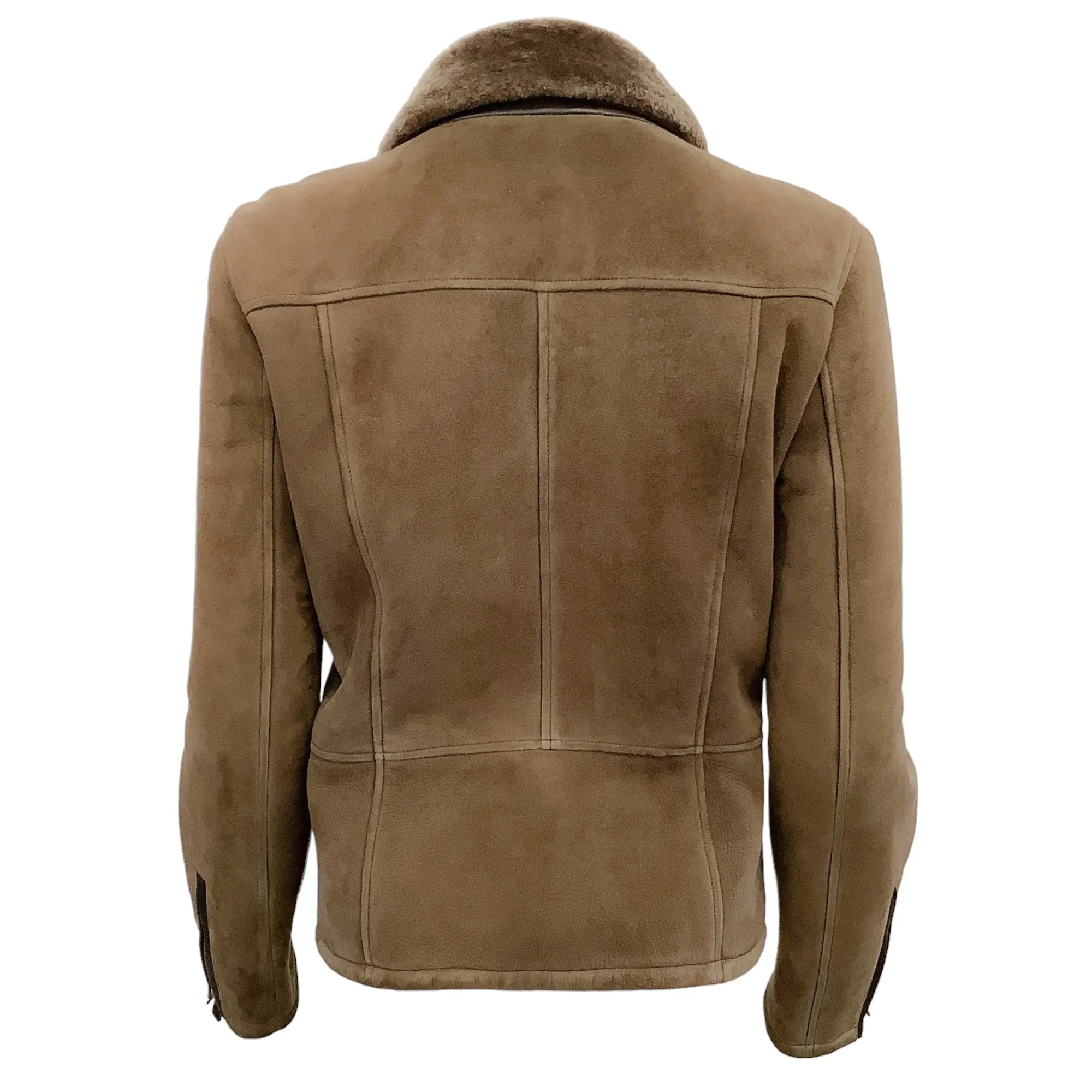 Loro Piana Brown Shearling Moto Jacket