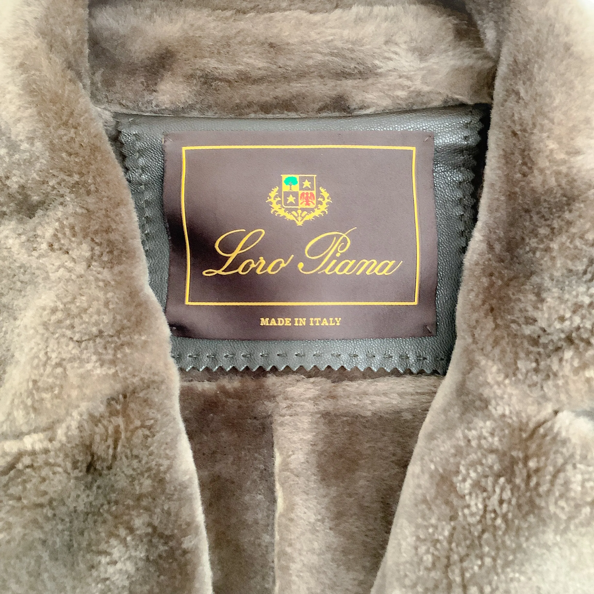 Loro Piana Brown Shearling Moto Jacket