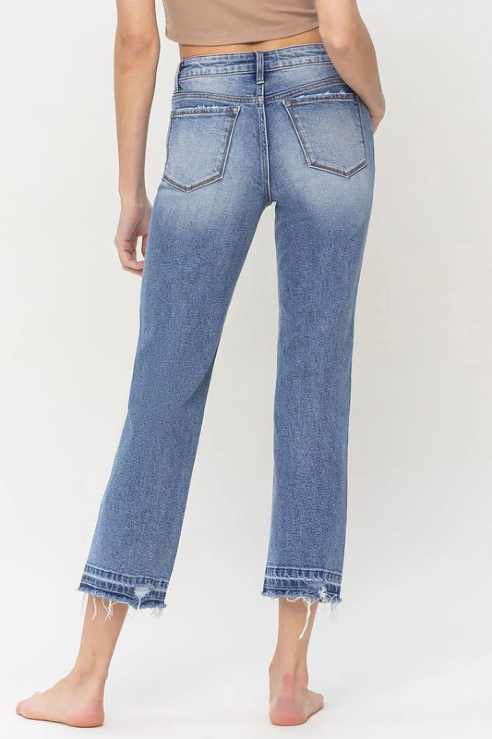 Lovervet Full Size Lena High Rise Crop Straight Jeans - Ships from The US