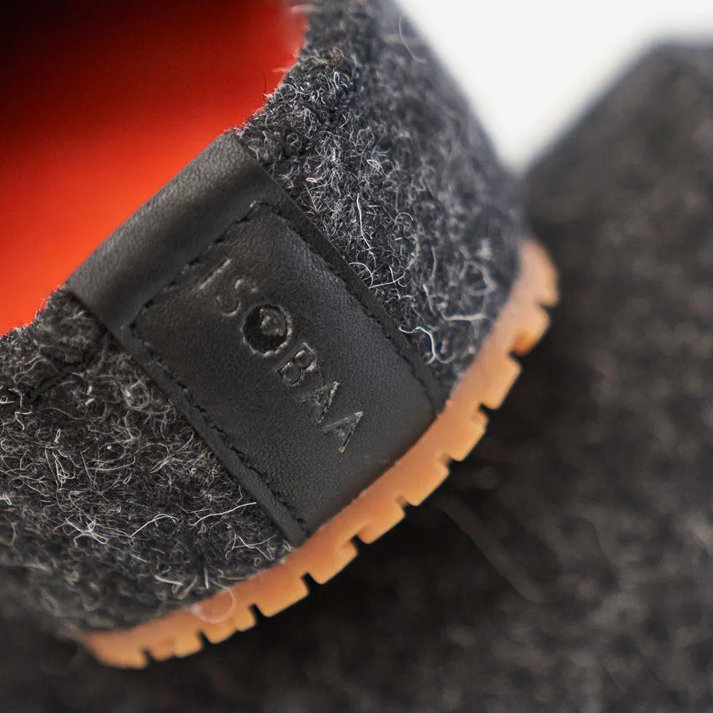 Merino Wool Blend Slippers (Smoke/Orange)