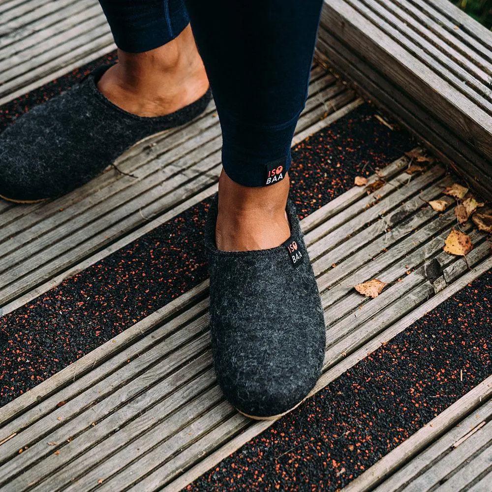 Merino Wool Blend Slippers (Smoke/Orange)