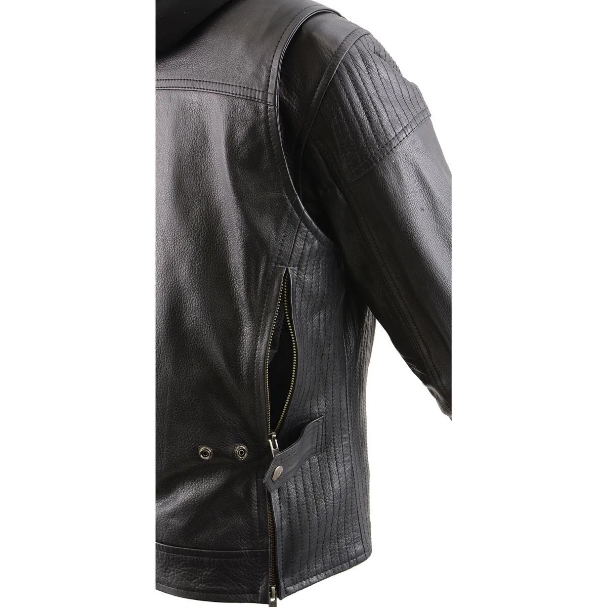 Milwaukee Leather MLL2501 Ladies ‘Vented Racer’ Leather Jacket with Removable Hoodie Liner