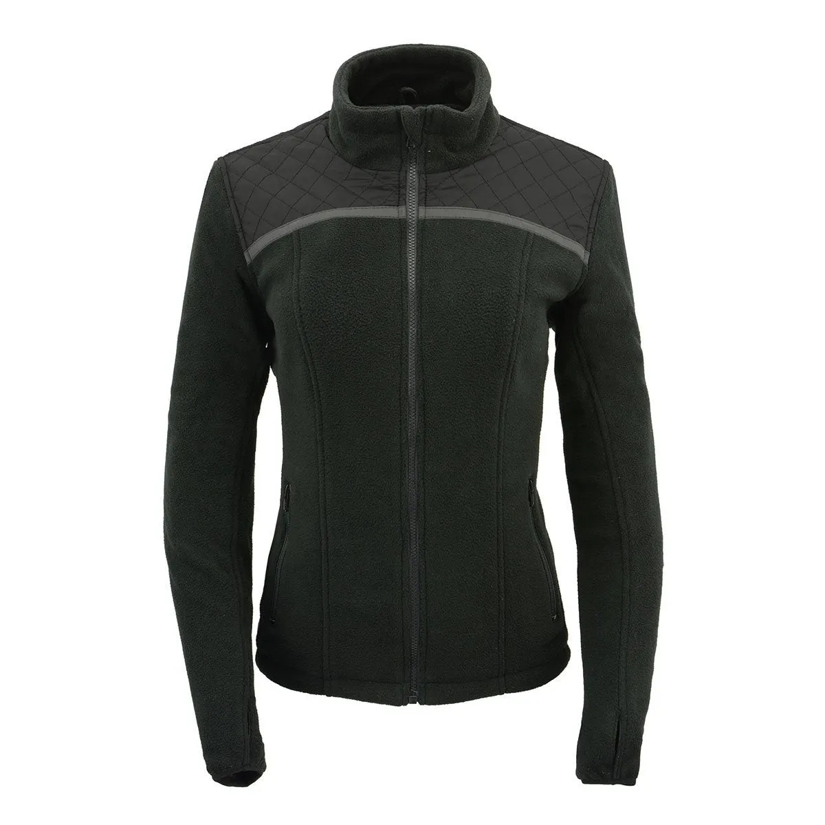 Milwaukee Leather MPL2784 Women's Black Micro Fleece Jacket with Reflective Stripes