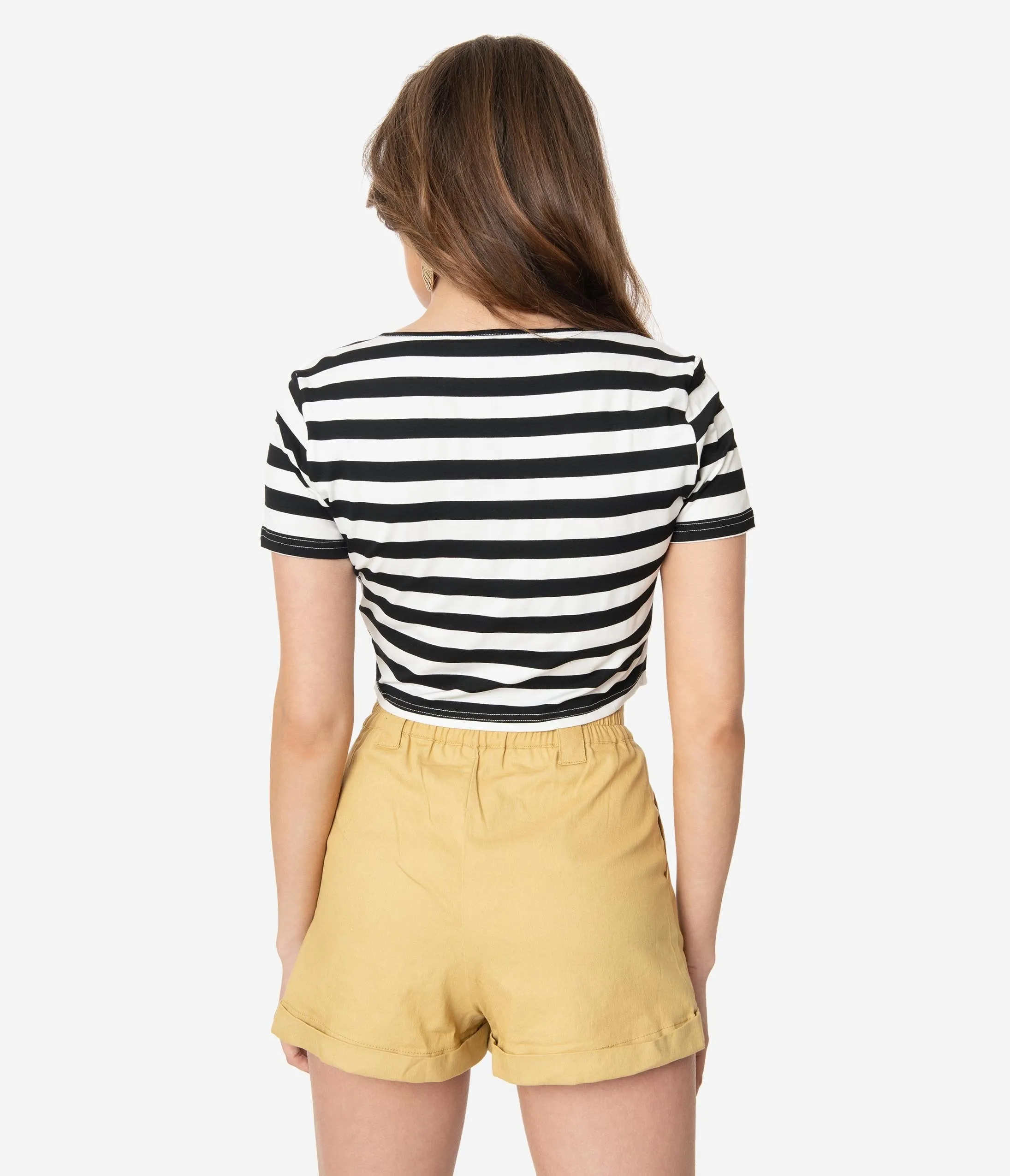 Mustard Yellow Pleated High Waist Shorts