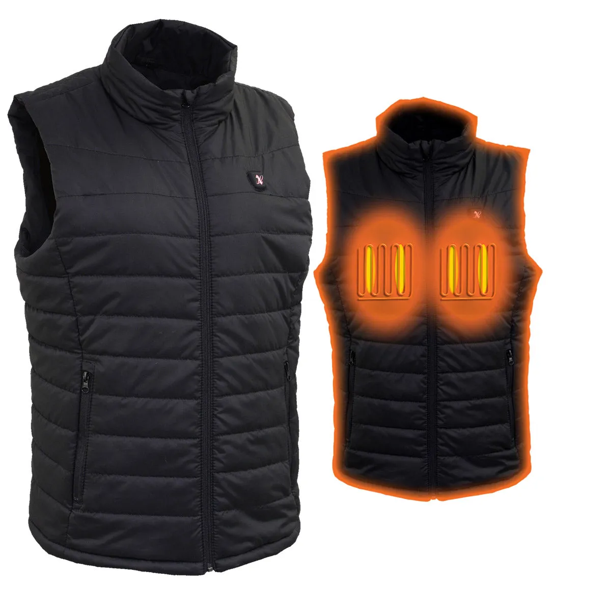 Nexgen Heat Women's NXL4301SET Puffer Black Heated Vest, Heated Winter Vest for Outdoor Activities w/ Battery