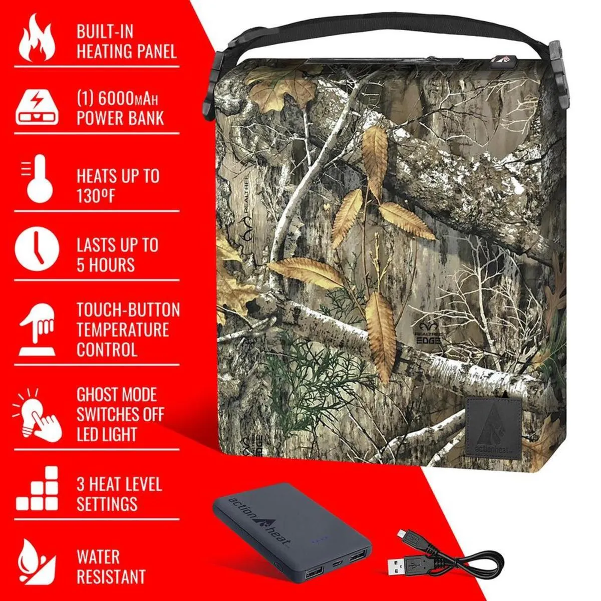 Open Box ActionHeat 5V Hunting Camo Heated Seat Cushion