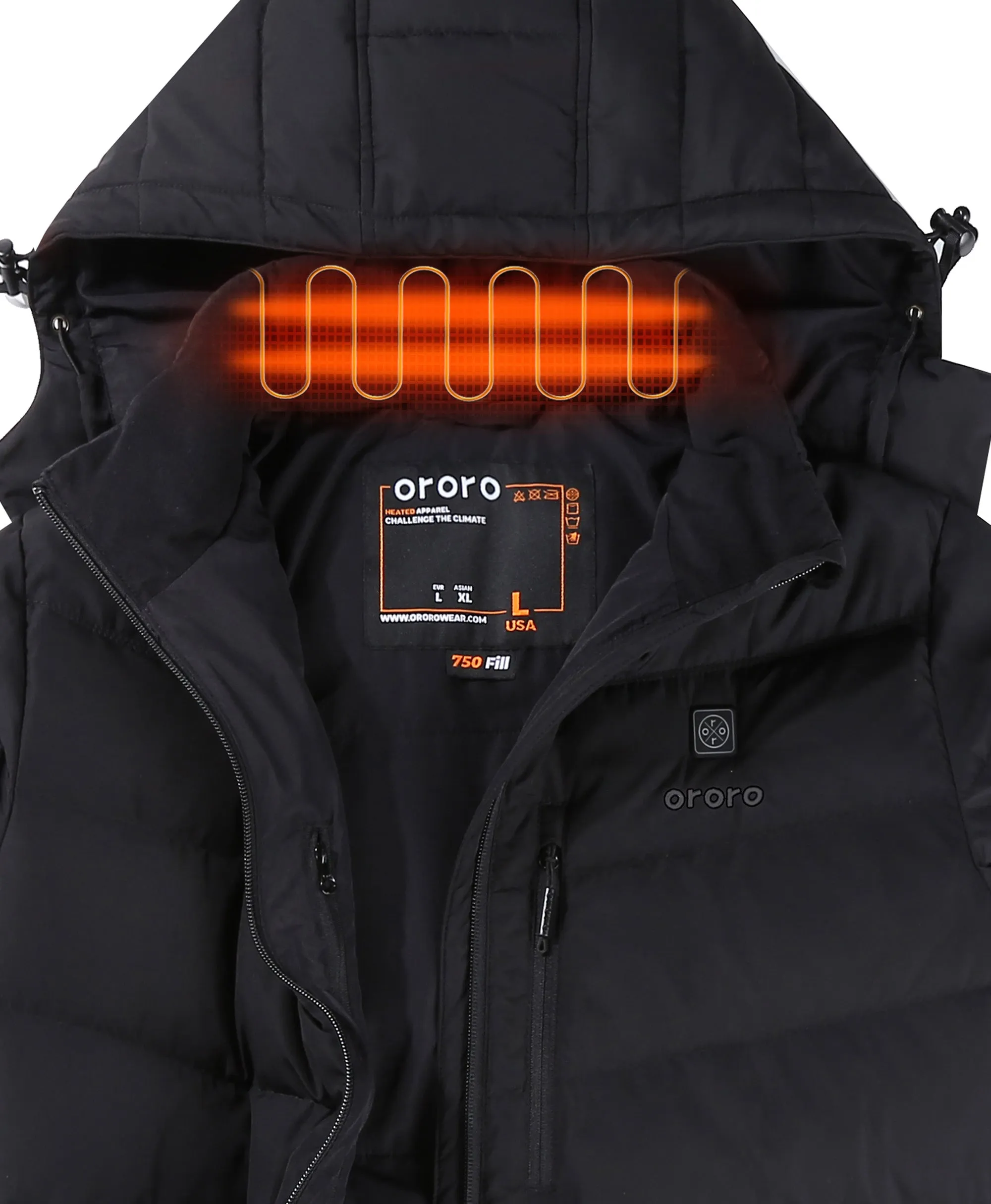 (Open-box) Men's Heated Down Jacket - Black