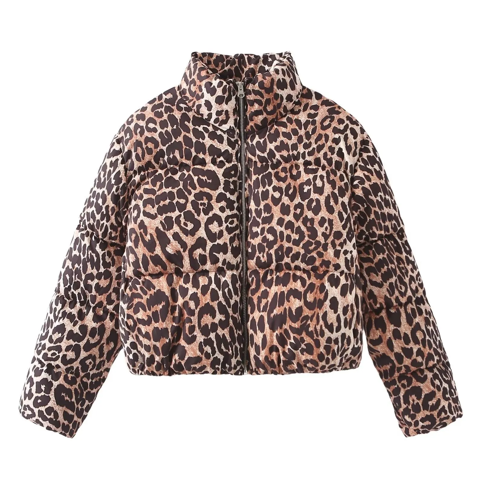 Pre Order:  Leopard Print Stand Collar Stuffed Jacket