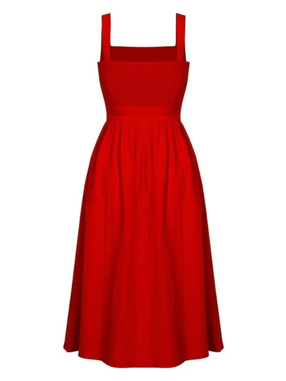 Sleeveless Square-Neck Midi Dress