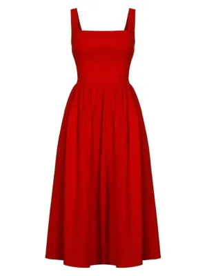 Sleeveless Square-Neck Midi Dress