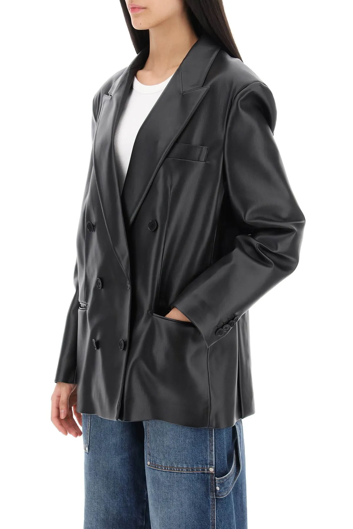 Stella mccartney oversized double-breasted jacket in vegan leather