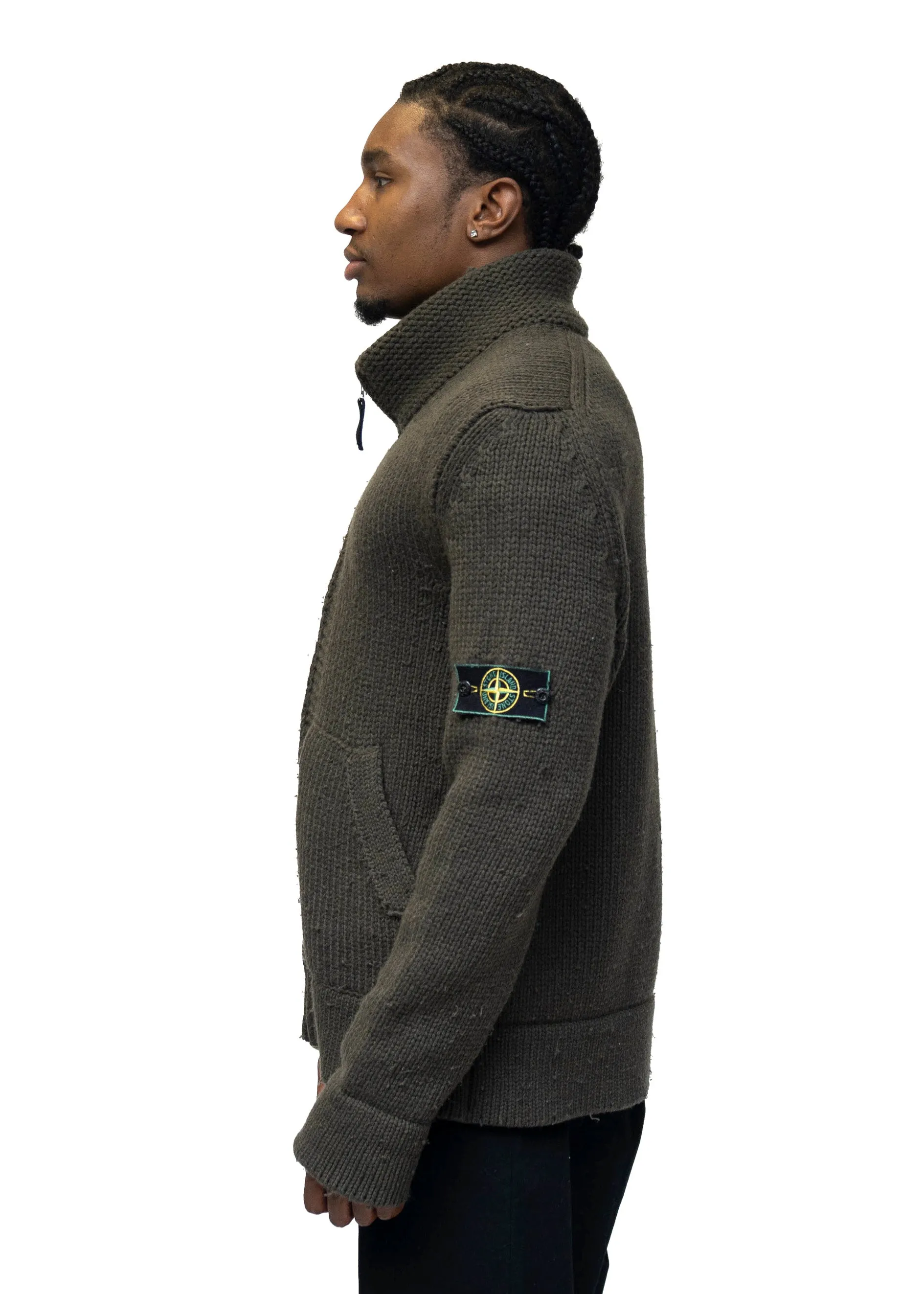 Stone Island Autumn / Winter 1997 Khaki Knit Zip Up Jacket