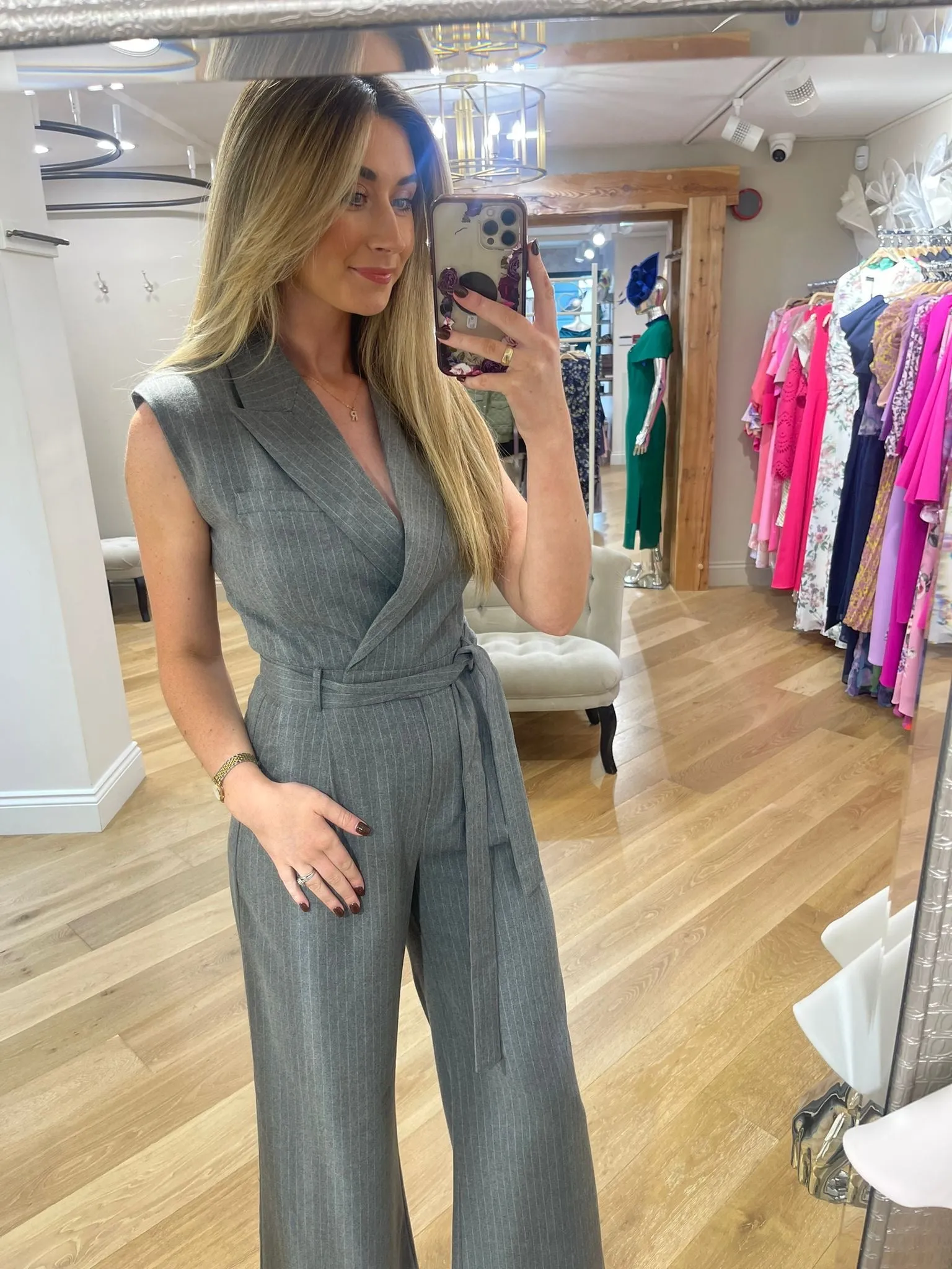 Suncoo Jumpsuit Grey Blazer Style Sleeveless H24C15140