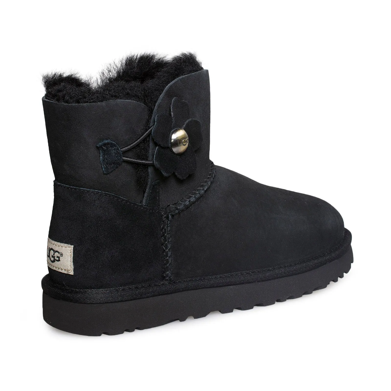 UGG Mini Bailey Button Poppy Black Boots - Women's