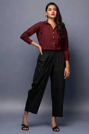 v-neck button down shirt - Maroon Essence & Gentle Strokes