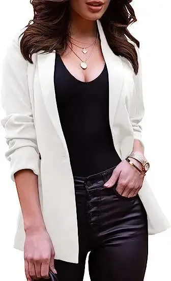 Women's Casual Long Sleeve Lapel Office Blazer Jacket for Spring and Autumn